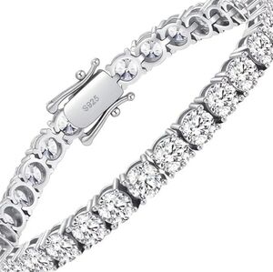 Luxury 5mm Moissanite Tennis Bracelet 925 Silver VVS1 Clarity Round Cut 7inches